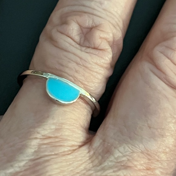 💖3/$10!!! Turquoise and silver dainty half circle ring. OS. - Picture 2 of 9